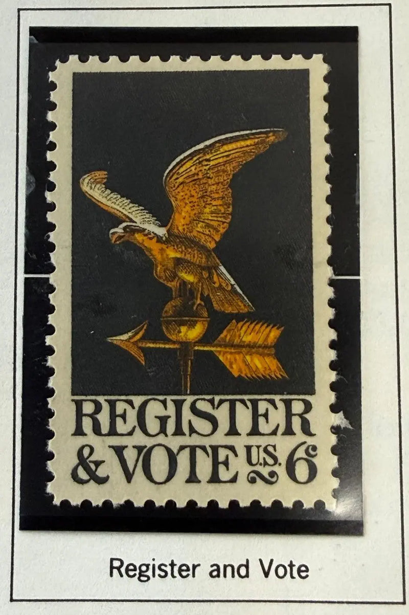 1968 United States Scott #1344 “Register & Vote” 6¢ Postage Stamp – Historic Civic Engagement Issue | Vintage U.S. Collectible Heritage Pastime