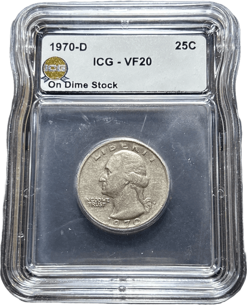 1970-D Washington Quarter obverse ICG VF20 wrong planchet coin