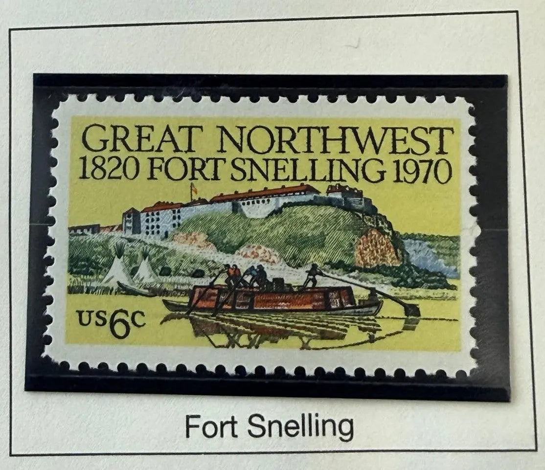 1970 United States 6¢ Fort Snelling 150th Anniversary Stamp – Scott #1410 | Historic Military Site Commemorative Heritage Pastime