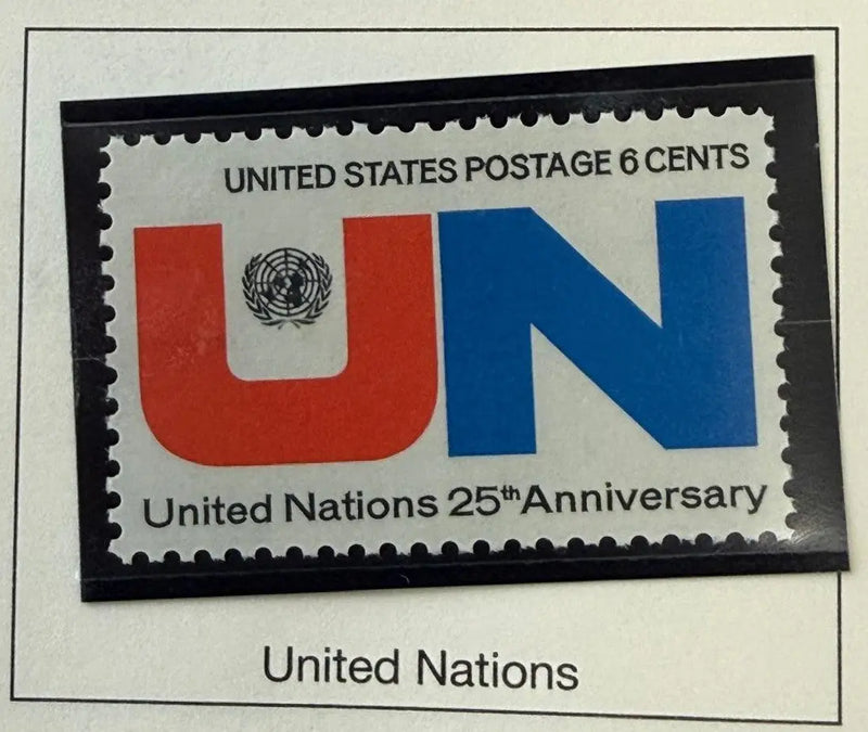 1970 United States 6¢ United Nations 25th Anniversary Stamp – Scott #1420 | International Peace Commemorative Heritage Pastime