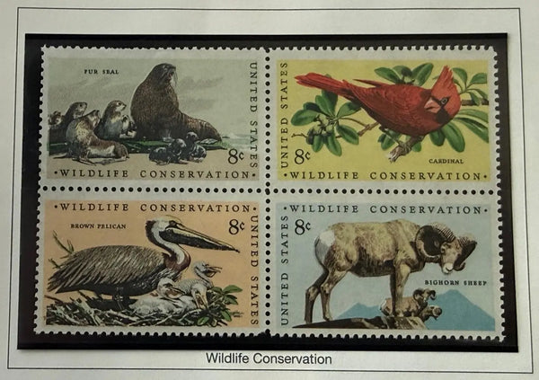 1972 United States Wildlife Conservation Block of 4 Stamps – 8¢ Vintage Nature Issue | Scott #1464–1467 Heritage Pastime
