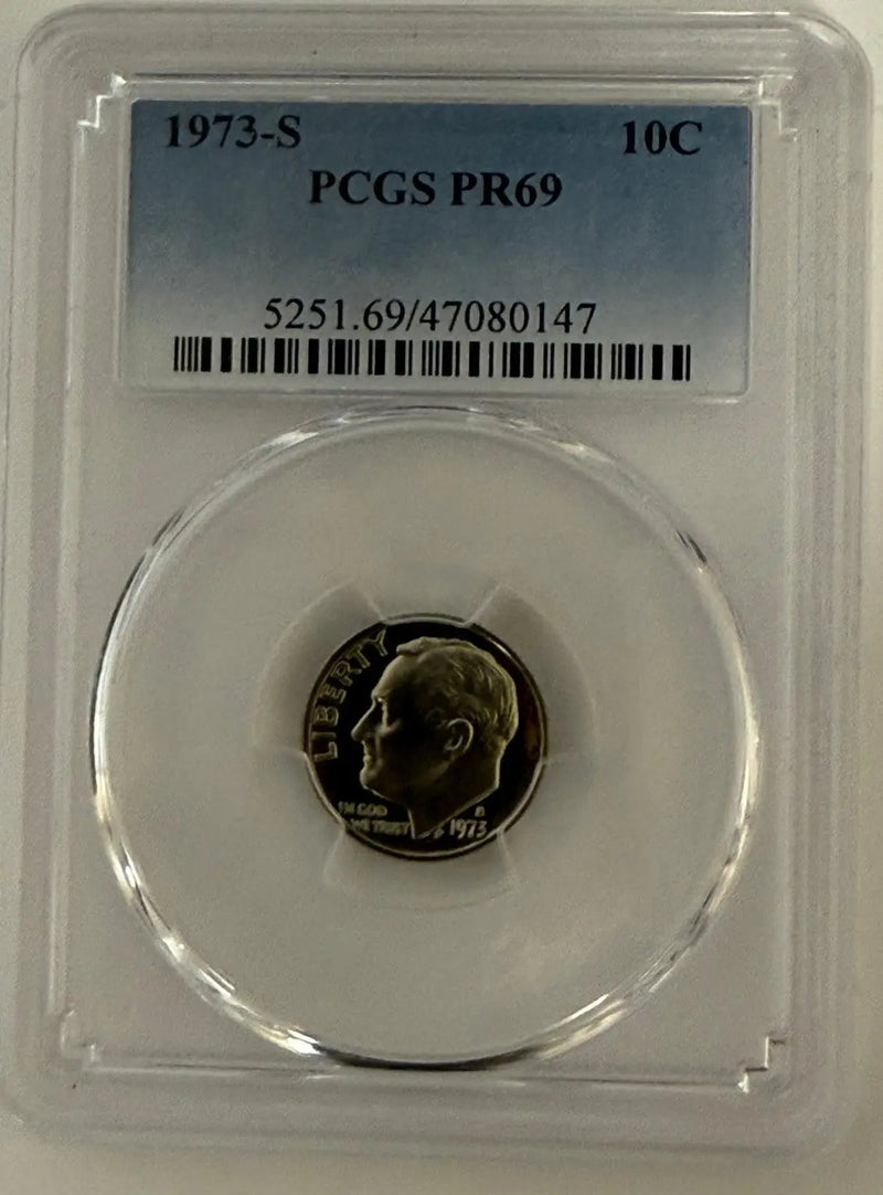 1973-S Roosevelt Dime PCGS PR69 – High-Grade Proof Coin from San Francisco Mint Heritage Pastime