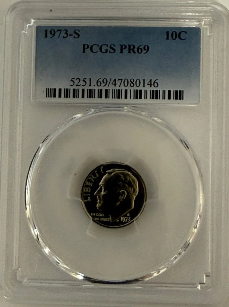 1973-S Roosevelt Dime PCGS PR69 – Near-Perfect San Francisco Proof Coin Heritage Pastime