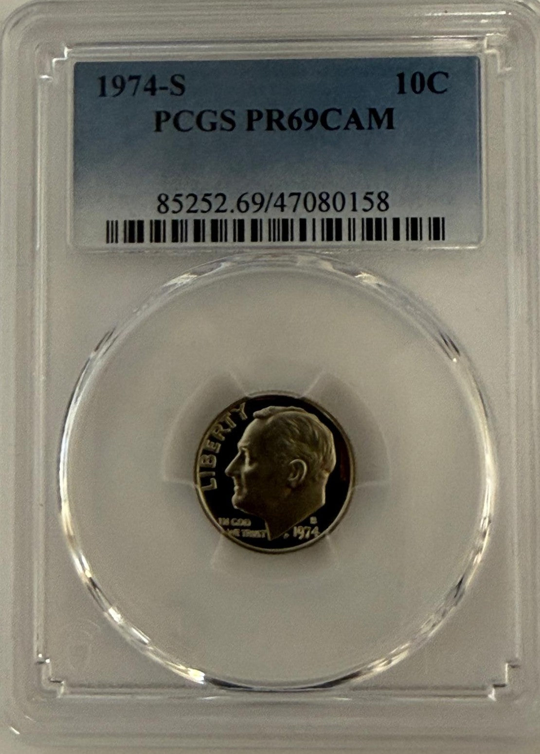 1974-S Roosevelt Dime PCGS PR69CAM – Near-Perfect Cameo Proof Coin