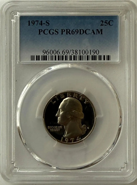 1974-S Washington Quarter Proof – PCGS PR69 DCAM | Near-Perfect Deep Cameo Gem Heritage Pastime