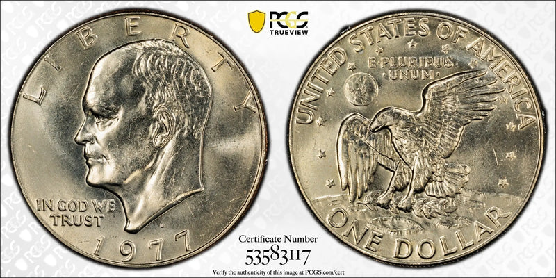 1977-D Eisenhower Dollar $1 – PCGS MS64 | High-Grade Denver Mint Collector Coin Heritage Pastime
