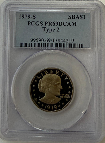 1979-S Susan B. Anthony Dollar – PCGS PR69DCAM Type 2 | Deep Cameo Proof | Clear “S” Variety