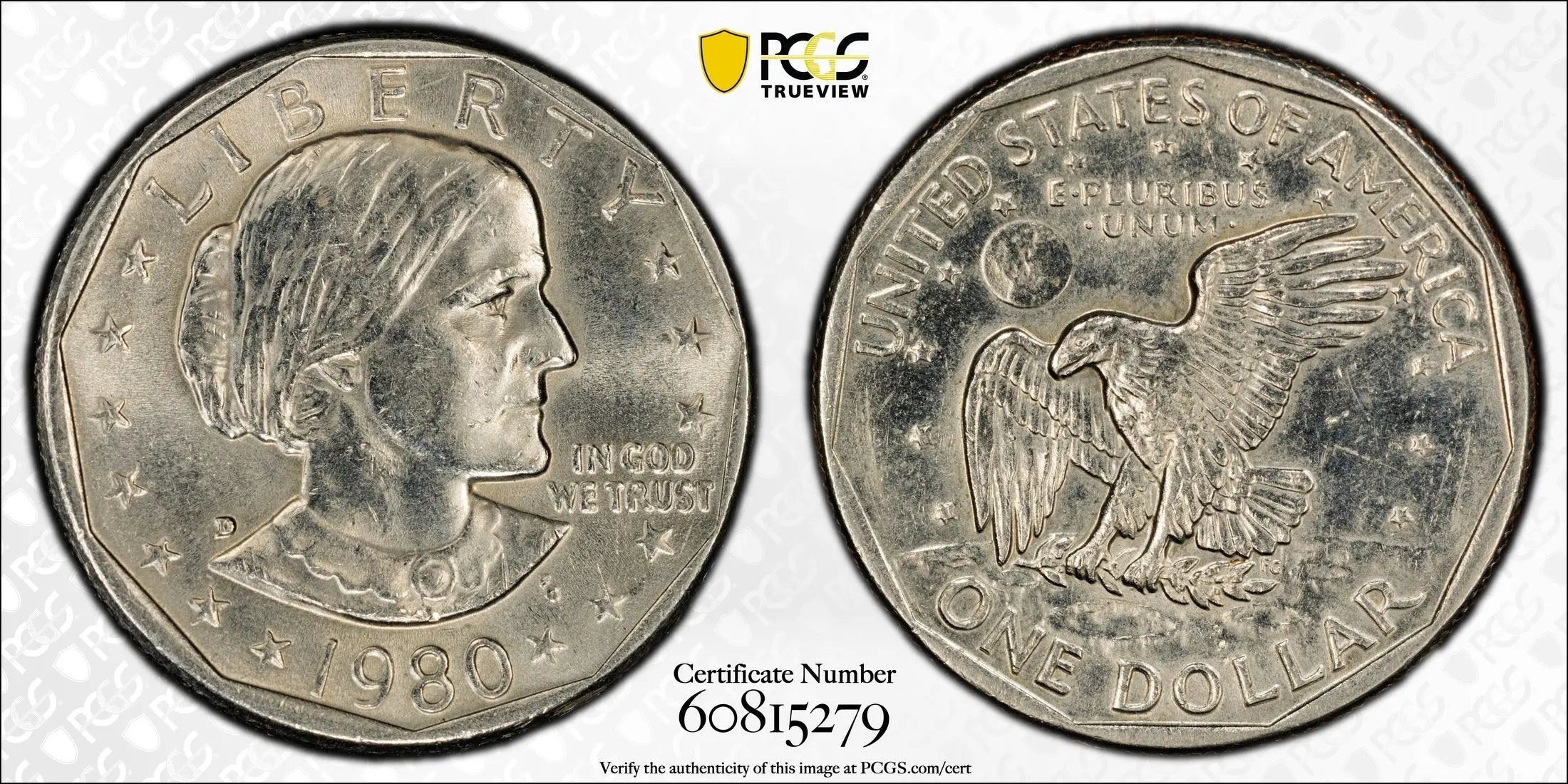 1980-D Susan B. Anthony Dollar – PCGS AU58 | Choice About Uncirculated Heritage Pastime