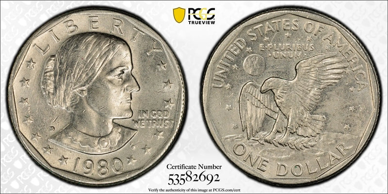 1980-D Susan B. Anthony Dollar – PCGS MS62 | Early Series Denver Issue Heritage Pastime
