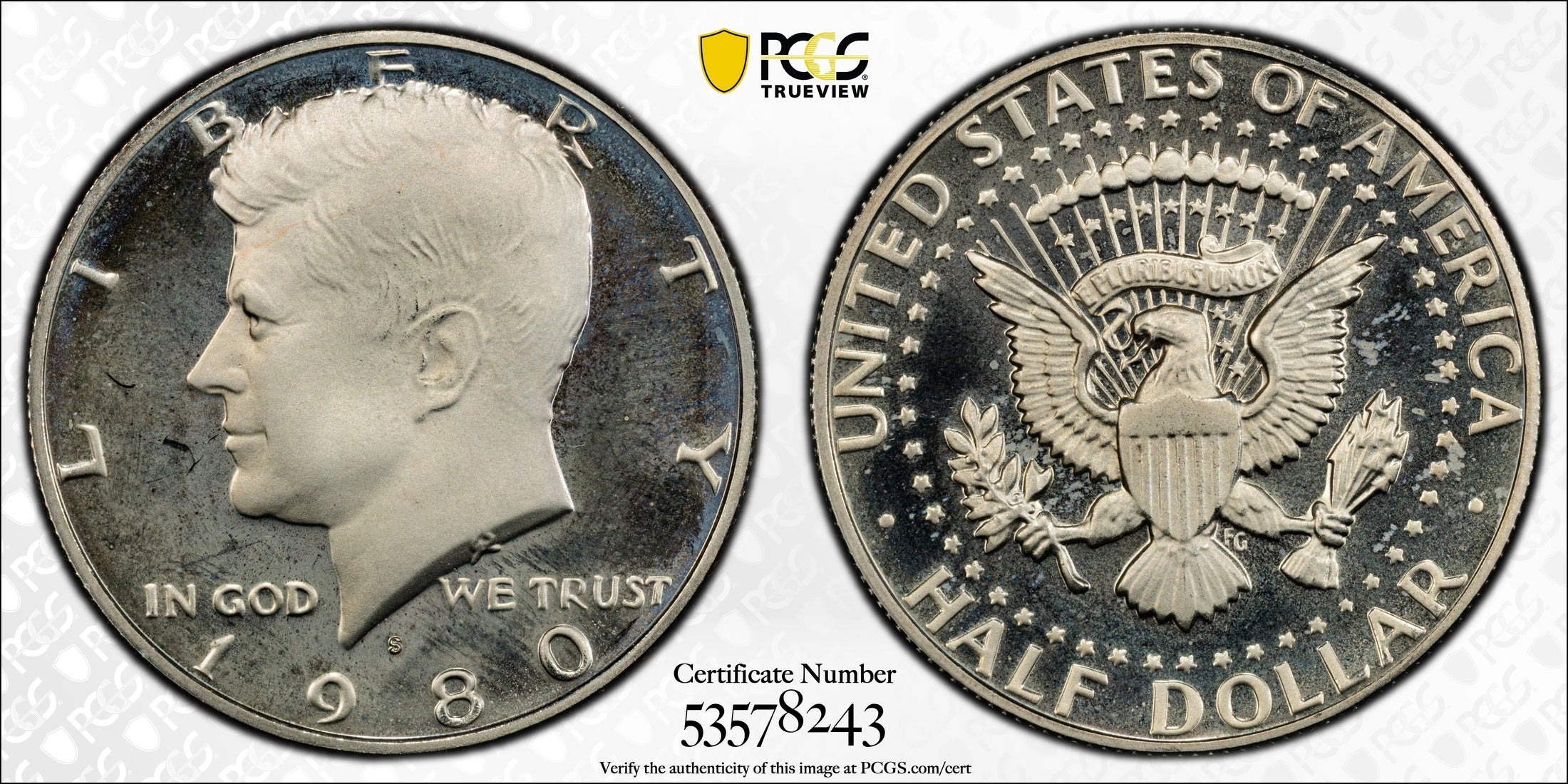 1980-S Kennedy Half Dollar – PCGS PR67 Cameo (CAM) | Proof Clad Half Dollar | High-Grade Certified U.S. Coin Heritage Pastime