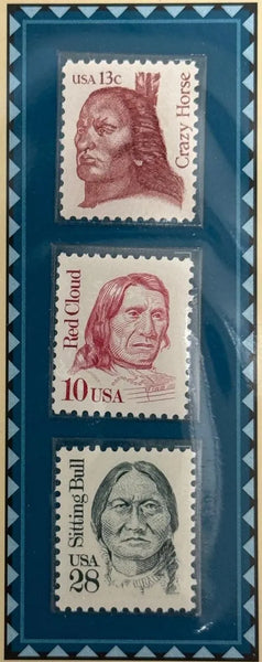 1982 Native American Leaders Stamp Collection – Crazy Horse, Red Cloud & Sitting Bull | U.S. Commemorative Set Heritage Pastime