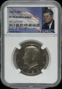 نصف دولار كينيدي 1982-S PF70 Ultra Cameo – بروف مثالي مع تباين مذهل