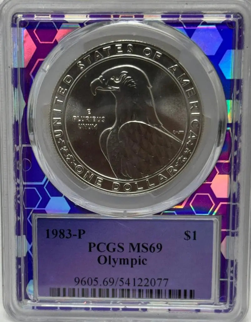 1983-P PCGS MS69 Olympic Silver Coin – Near-Perfect, Highly Collectible Heritage Pastime