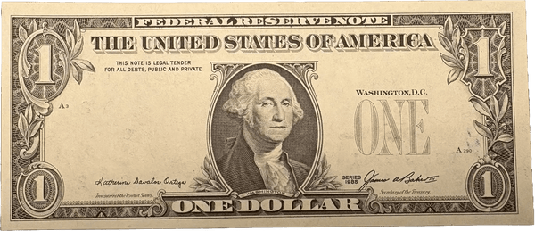 1985 $1 ERROR Note. Great Condition! Serial number and seal on reverse. RARE! Heritage Pastime