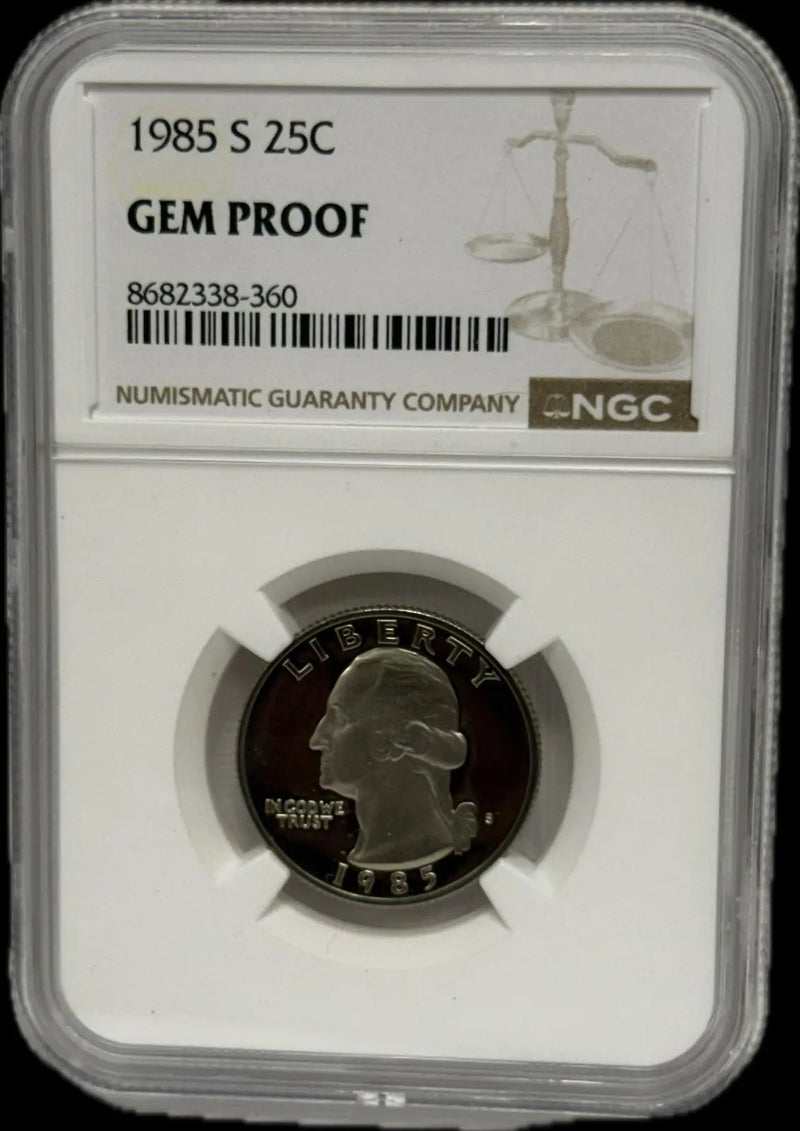 1985-S Washington Quarter 25¢ – Gem Proof – Stunning, Pristine Condition Heritage Pastime