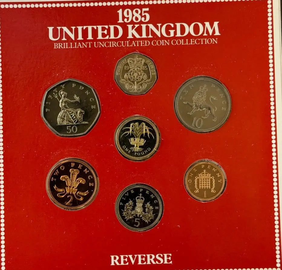 1985 United Kingdom Brilliant Uncirculated Coin Collection – Royal Mint Original Set Heritage Pastime