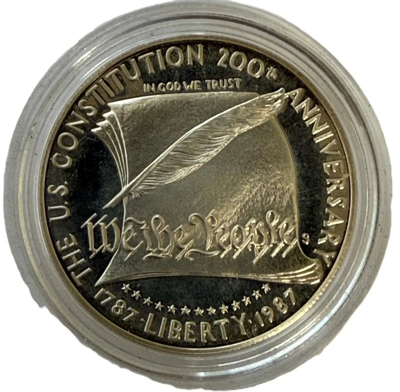 1987-S U.S. Constitution Bicentennial Proof Silver Dollar – 90% Silver | “We The People” Commemorative Heritage Pastime