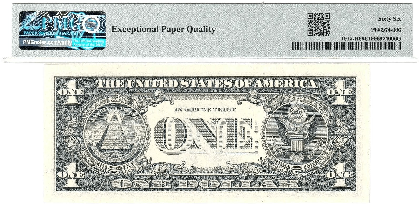 1988-A $1 FRN PMG 66EPQ Fancy NEAR SOLID 6 DIGIT 0/1 BINARY Serial #H11001111D Heritage Pastime