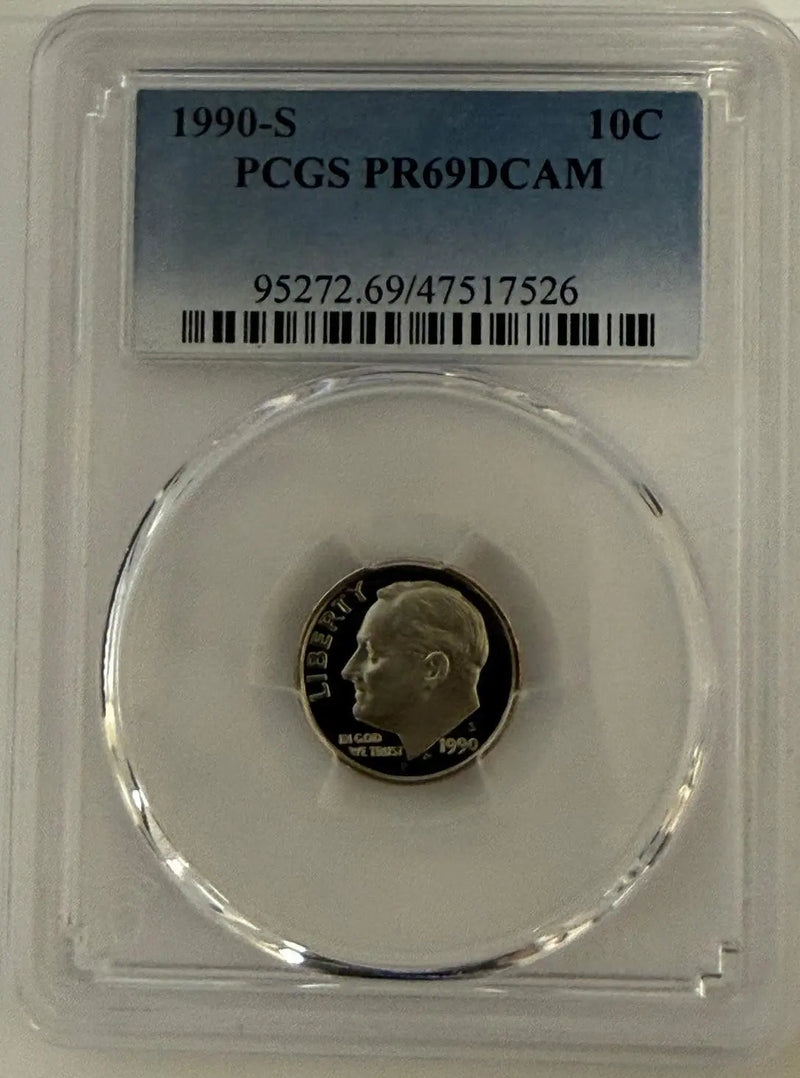 1990-S Roosevelt Dime PCGS PR69DCAM – Deep Cameo Near-Perfect Proof Coin Heritage Pastime