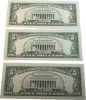 1995 3 DIGIT LOW SERIAL NUMBER 974 $5 Dollar Bills FANCY K00000927C~3 CONSECUTIVE Heritage Pastime