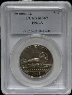 1996-S PCGS MS69 Medio Dólar de Natación – Pieza de Coleccionista Rara de Alta Calidad