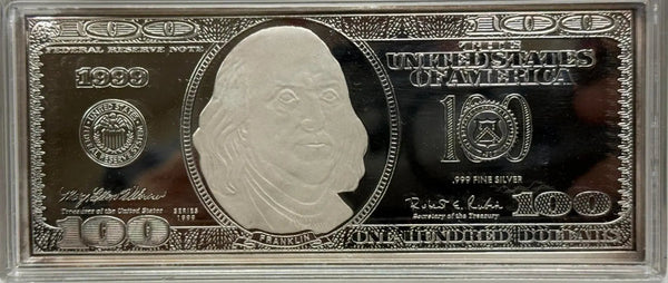 1999 $100 Franklin 1/4 Pound (4oz) Silver Proof – Rare and Collectible American Silver Coin Heritage Pastime