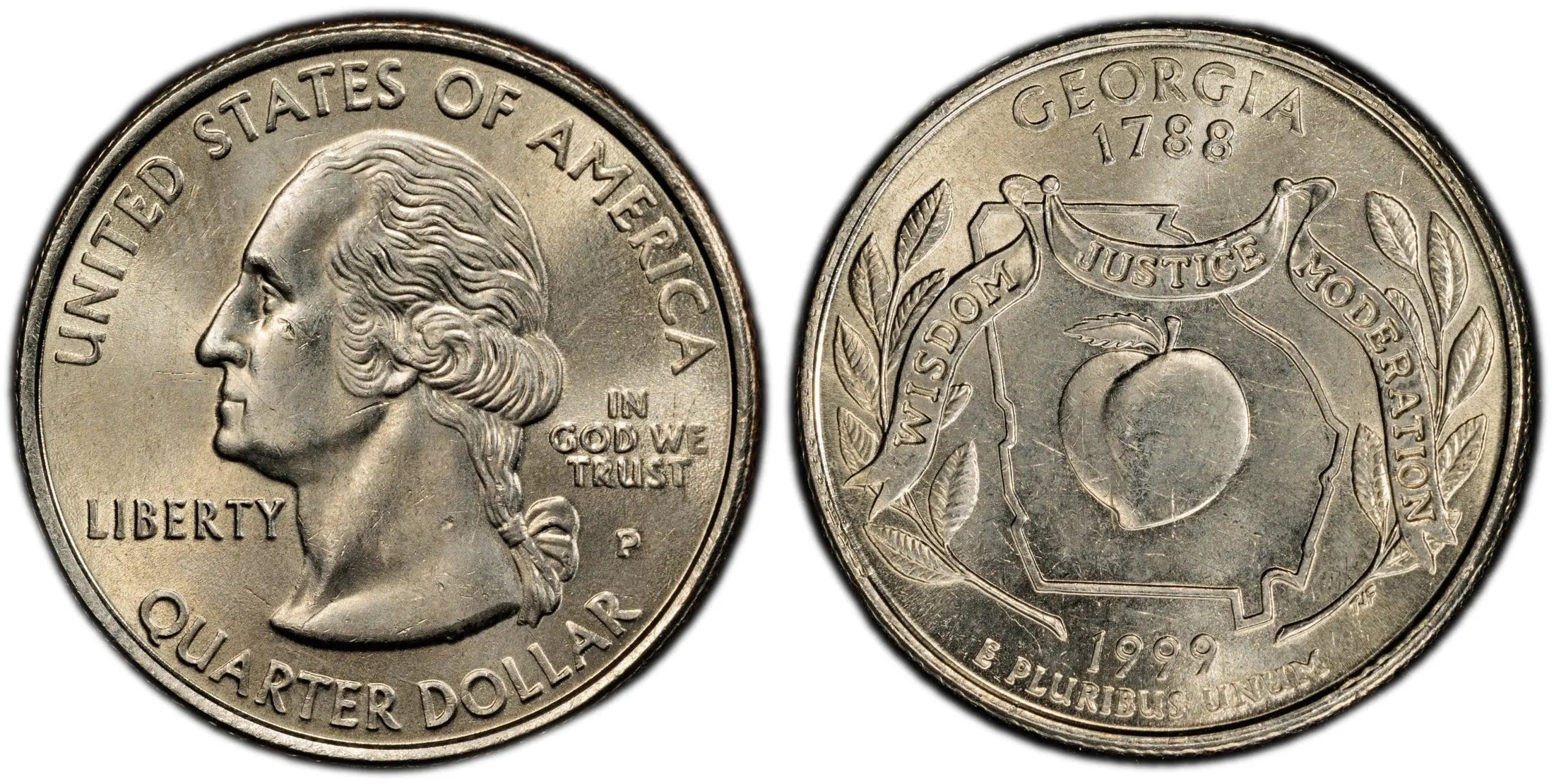 1999-P Georgia State Quarter – PCGS MS64 | First-Year Statehood Quarter Issue Heritage Pastime