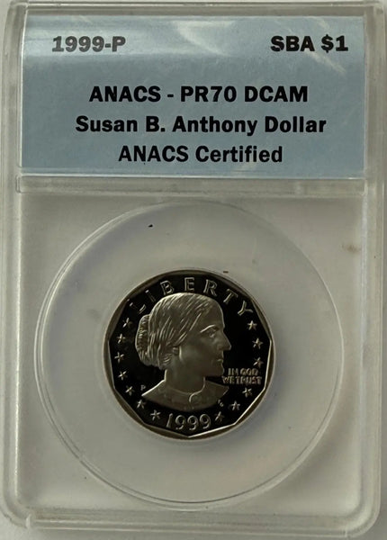 1999-P Susan B. Anthony $1 Proof Coin – ANACS PR70 DCAM | Perfect Grade Deep Cameo Heritage Pastime