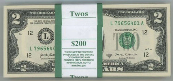 $200 Pack of 2017-A Series $2 Bills in Sequence (L) Superb Gem CU Heritage Pastime