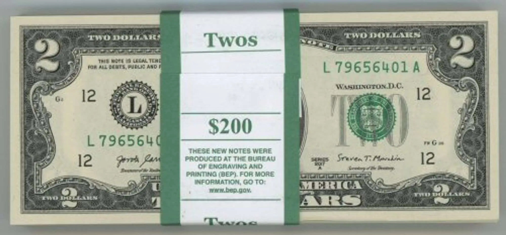 $200 Pack of 2017-A Series $2 Bills in Sequence (L) Superb Gem CU Heritage Pastime