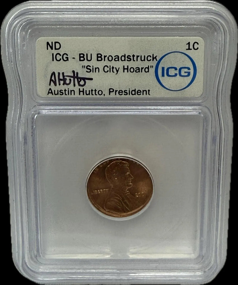 2001 Lincoln Cent, ICG-BU Broadstruck – "Sin City Hoard" Collection Heritage Pastime