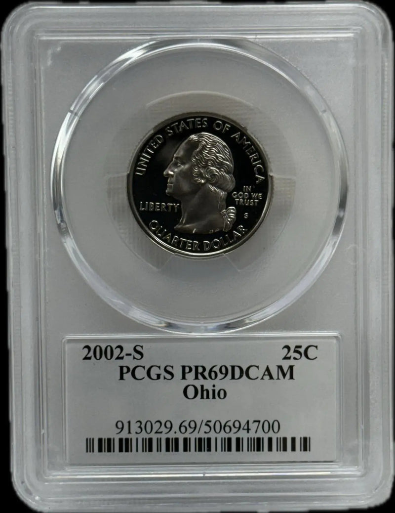 2002-S 25C PCGS PR69 DCAM Ohio – Rare, Near-Perfect Proof Coin Heritage Pastime