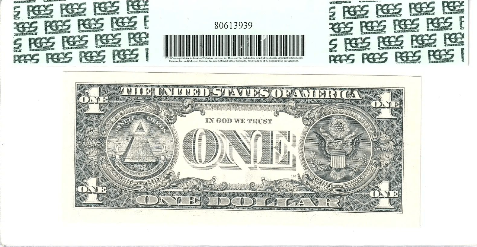 2003-A $1 FRN PCGS Gem New 65PPQ Fancy TRUE 0/1 BINARY Serial #E01111101B Heritage Pastime