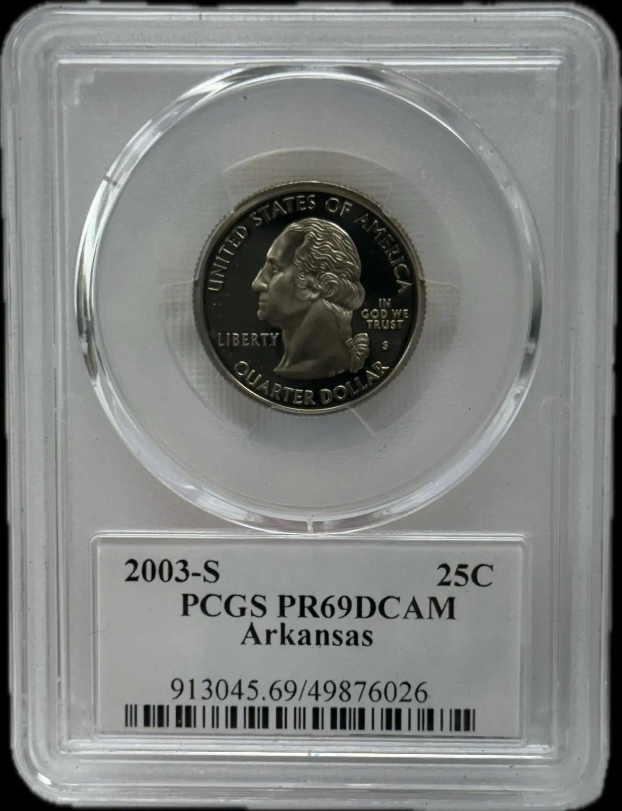 2003-S 25C PCGS PR69 DCAM Arkansas – Rare, Near-Perfect Proof Coin Heritage Pastime