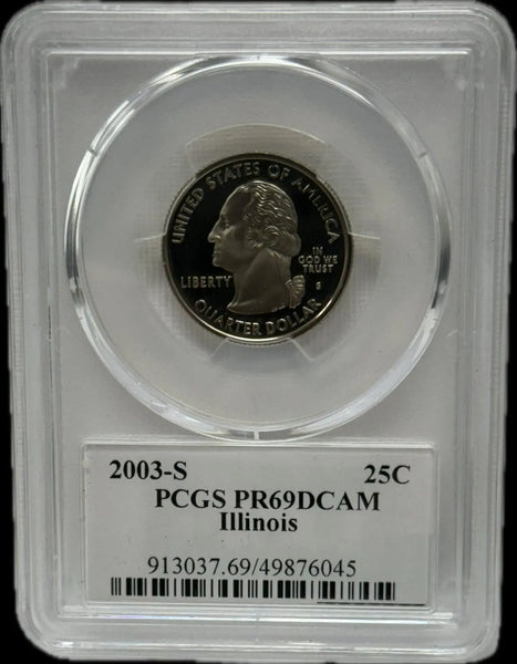 2003-S 25C PCGS PR69 DCAM Illinois – Rare, Near-Perfect Proof Coin Heritage Pastime