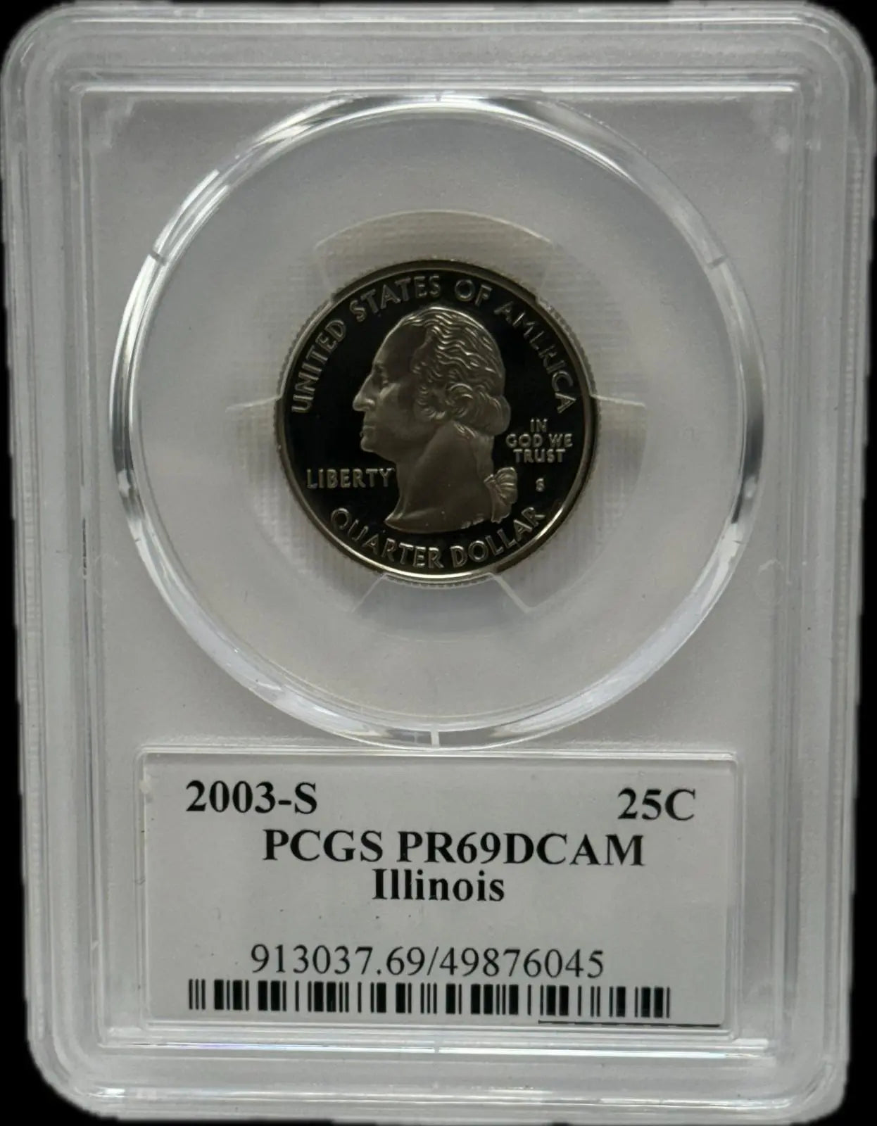 2003-S 25C PCGS PR69 DCAM Illinois – Rare, Near-Perfect Proof Coin Heritage Pastime
