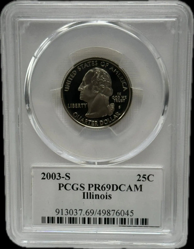2003-S 25C PCGS PR69 DCAM Illinois – Rare, Near-Perfect Proof Coin Heritage Pastime