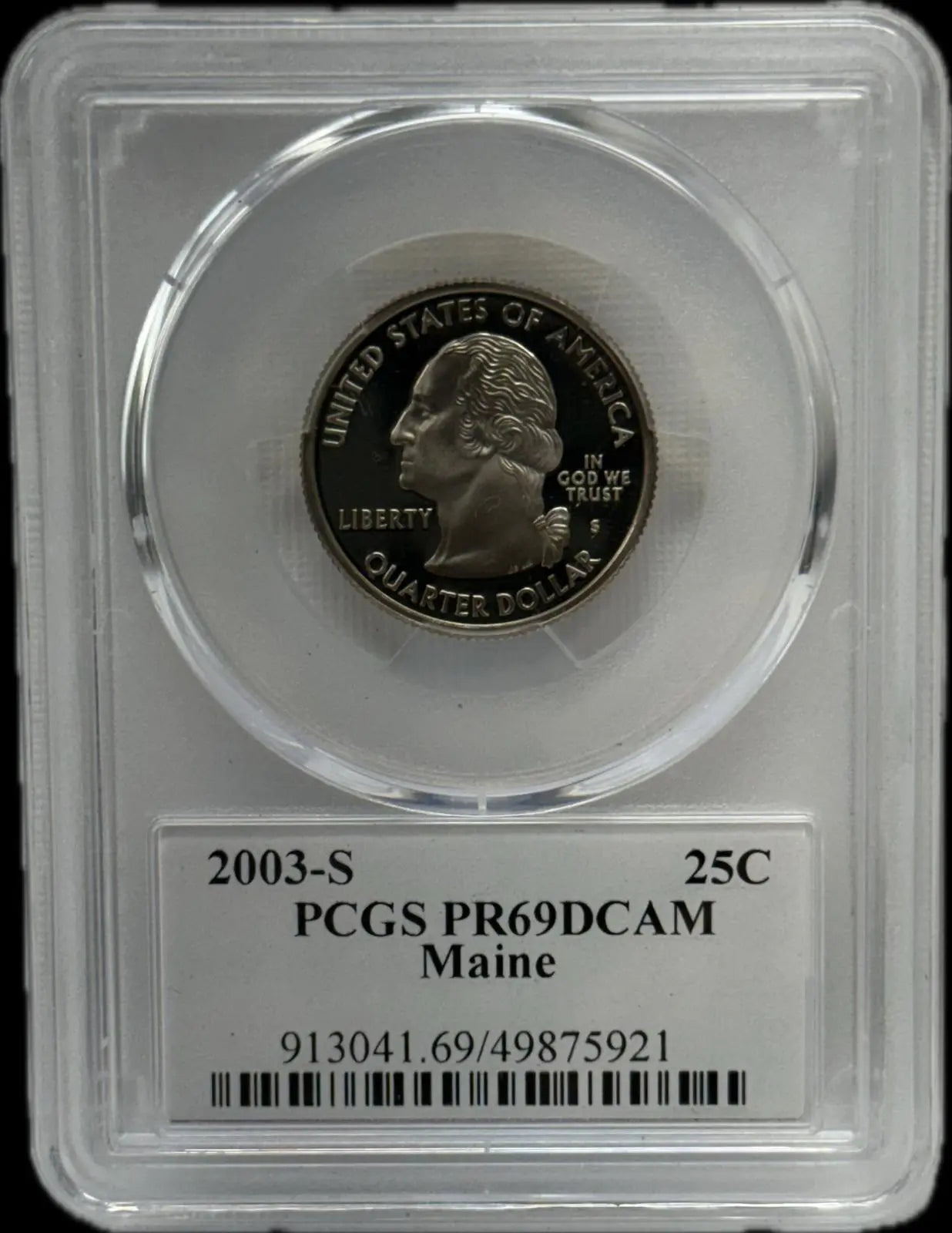 2003-S 25C PCGS PR69 DCAM Maine – Rare, Near-Perfect Proof Coin Heritage Pastime