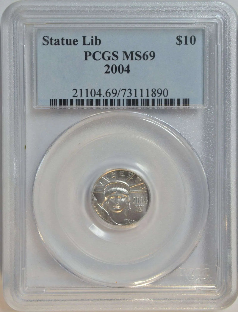 2004 $10 Pure Platinum Eagle MS69 – Superb Gem Brilliant Uncirculated Coin Heritage Pastime