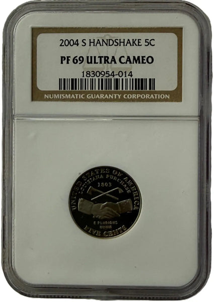 2004-S Jefferson Nickel “Handshake” Proof – NGC PF69 Ultra Cameo | Westward Journey Series Heritage Pastime