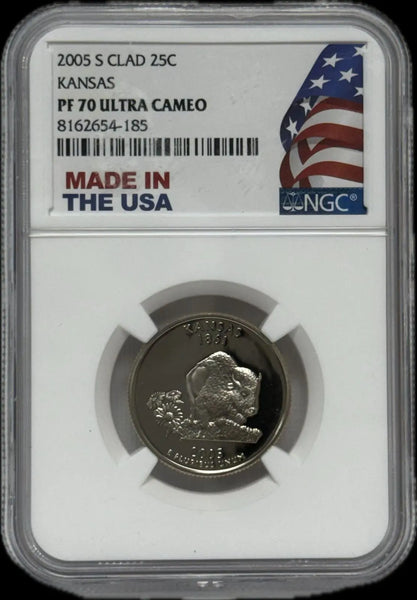 2005-S Clad 25C Kansas State Quarter – PF70 Ultra Cameo – Exceptionally Rare and Coveted Heritage Pastime