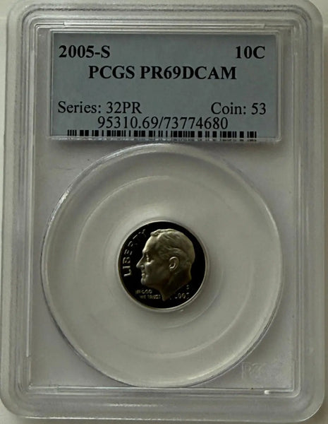2005-S Roosevelt Dime PCGS PR69DCAM – Deep Cameo Proof | Series 32PR Coin #53 Heritage Pastime