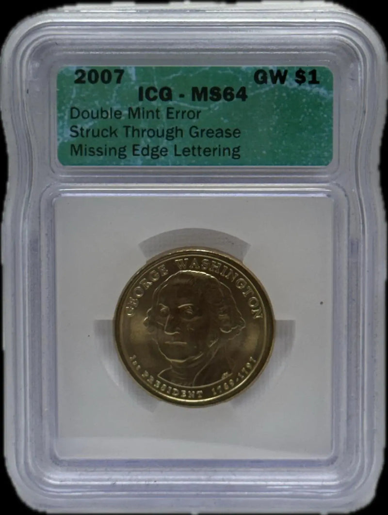 2007 ICG MS64 Double Mint Error Struck Through Grease with Missing Edge Lettering Heritage Pastime