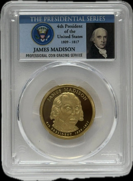 2007-S James Madison $1 PCGS PR69 DCAM – Exceptional Deep Cameo Proof Coin Heritage Pastime
