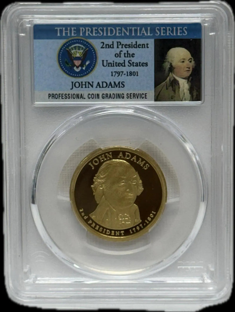 2007-S John Adams $1 PCGS PR69 DCAM – Perfect Deep Cameo Proof Coin Heritage Pastime
