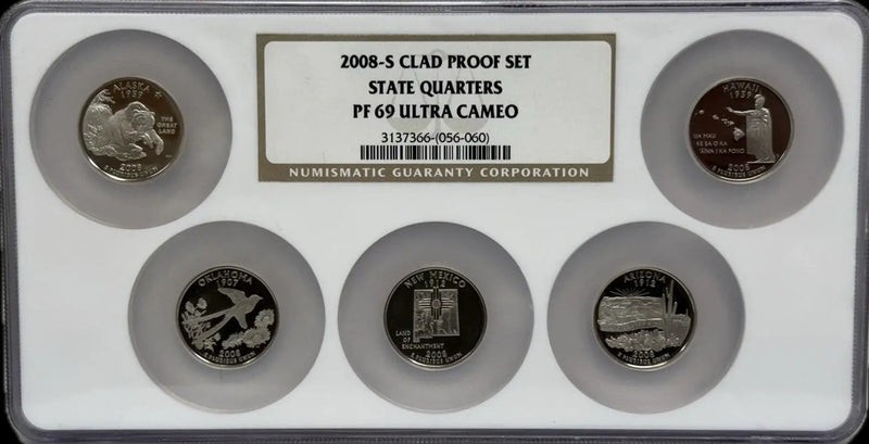 2008-S Clad Proof Set of State Quarters – PF69 Ultra Cameo – Rare Complete Collection Heritage Pastime