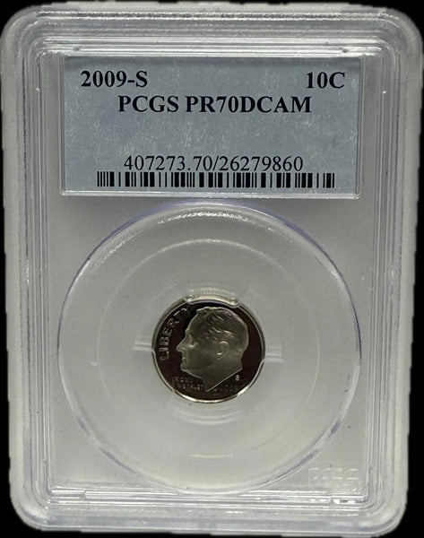2009-S Roosevelt Dime 10C Silver – PCGS PR70 DCAM | Perfect Deep Cameo Proof Heritage Pastime