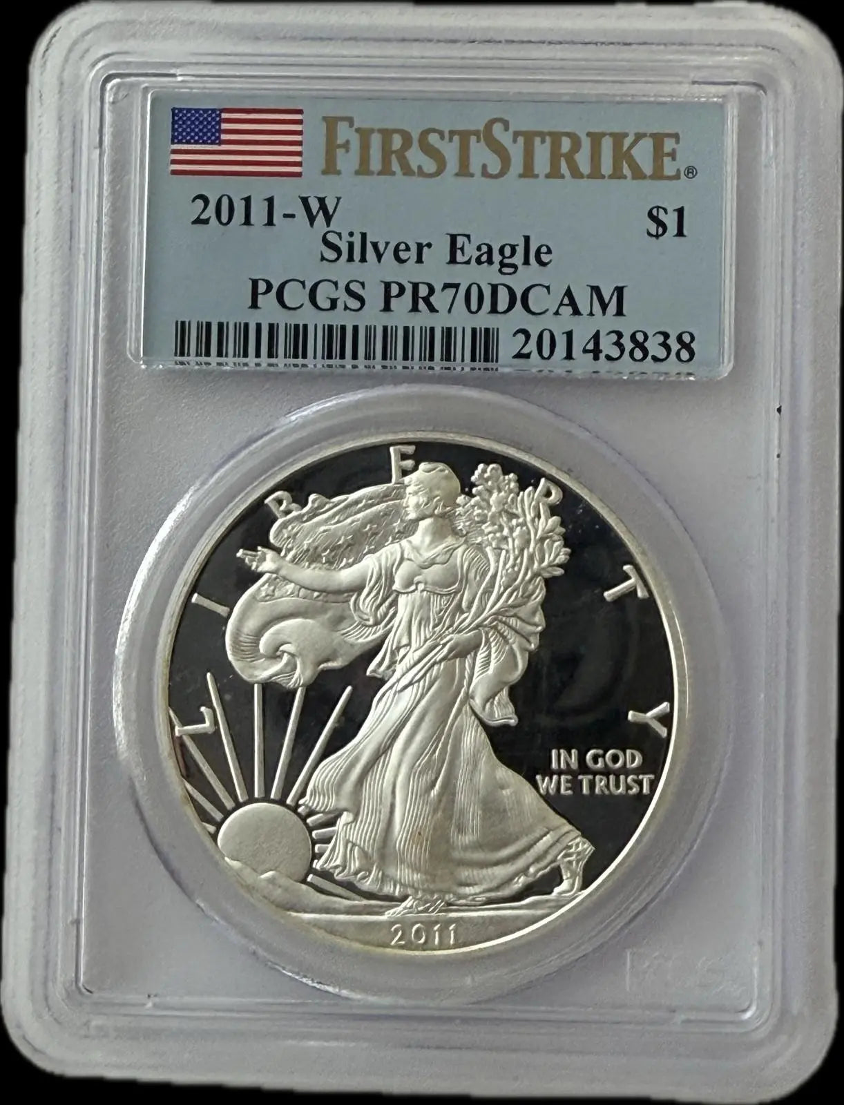 2011-W American Silver Eagle $1 – First Strike – PCGS PR70 Deep Cameo Heritage Pastime