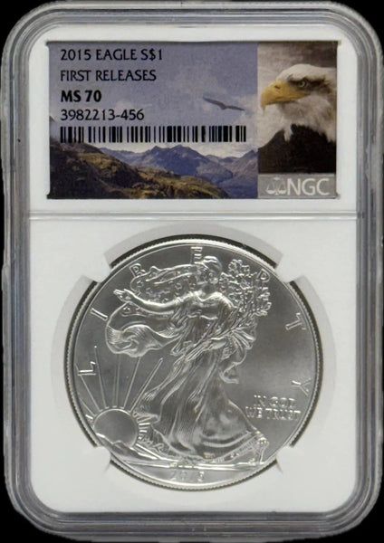 2015 American Eagle $1 Silver Coin – MS70 First Release Heritage Pastime