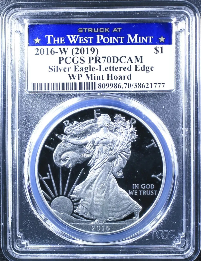 2016-W American Silver Eagle PR-70 DCAM Lettered Edge – Perfect Proof with Stunning Cameo Finish Heritage Pastime